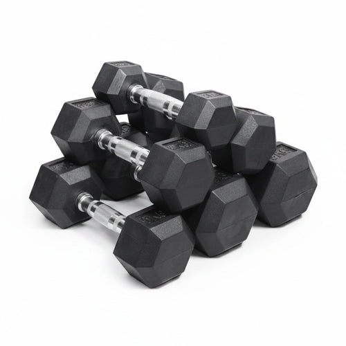 Mancuernas hexagonales de goma · par de 2,5 a 50 kg