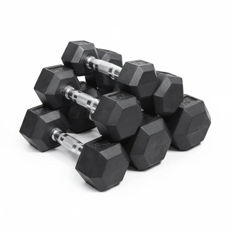 Mancuernas hexagonales de goma · par de 2,5 a 50 kg