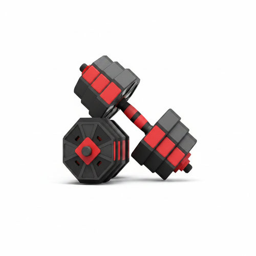 Mancuernas ajustables 20 kg hexagonales · set 2 en 1 con barra