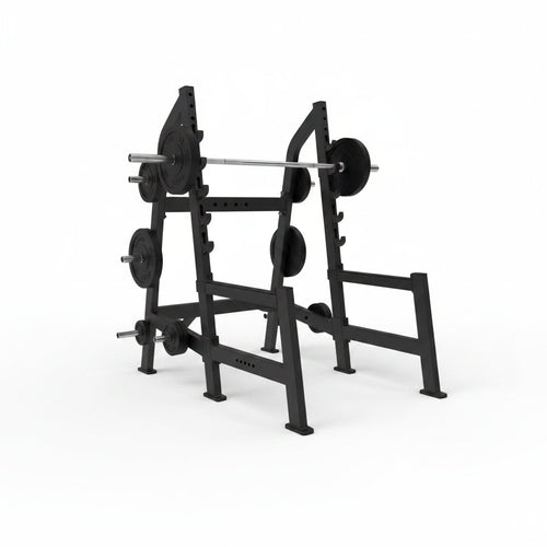 Rack de sentadillas con soportes para discos (168 × 197 cm)